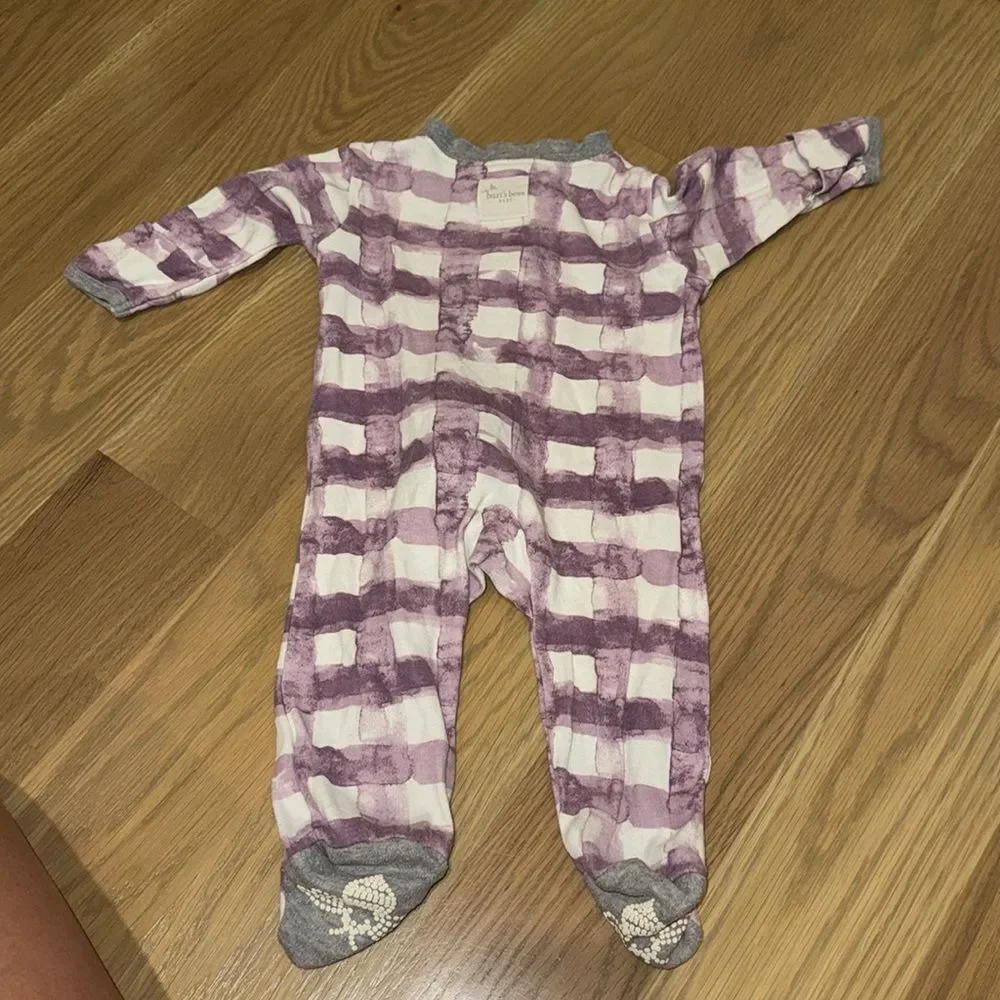 Burt's Bees purple and Gray Footies 0-3M
